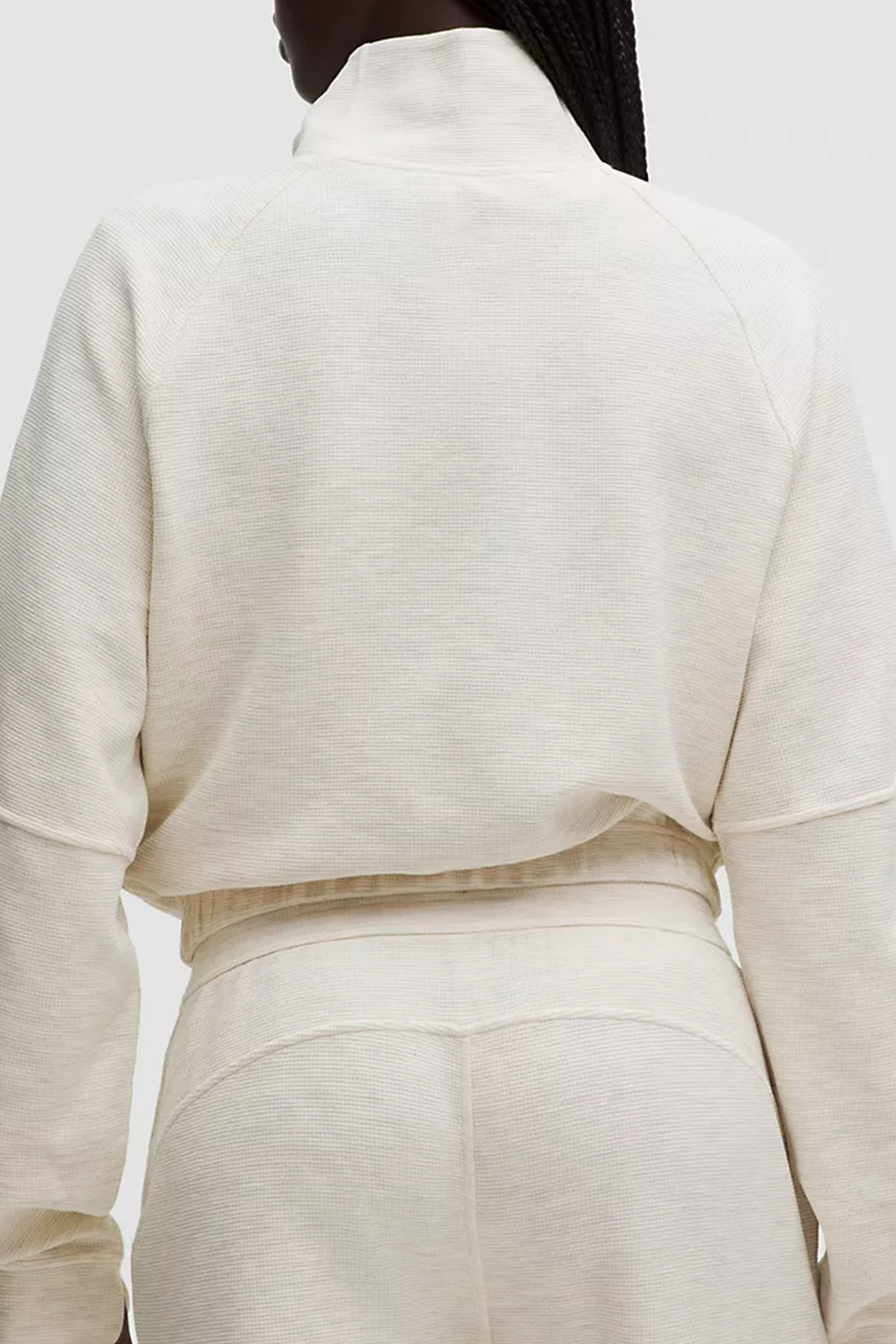 Kurzer Stehkragen Sweatshirt mit Halbreißverschluss und Raglanärmeln